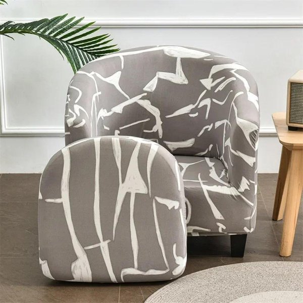 Elastyczny Pokrowiec Na Fotel Klubowy Geometryczny Dzielony Styl Fotel Sofa Narzuta RozciąGliwy Spandex Pokrowce Na Kanapę Z Pokrowcem Na Siedzisko Salon-image