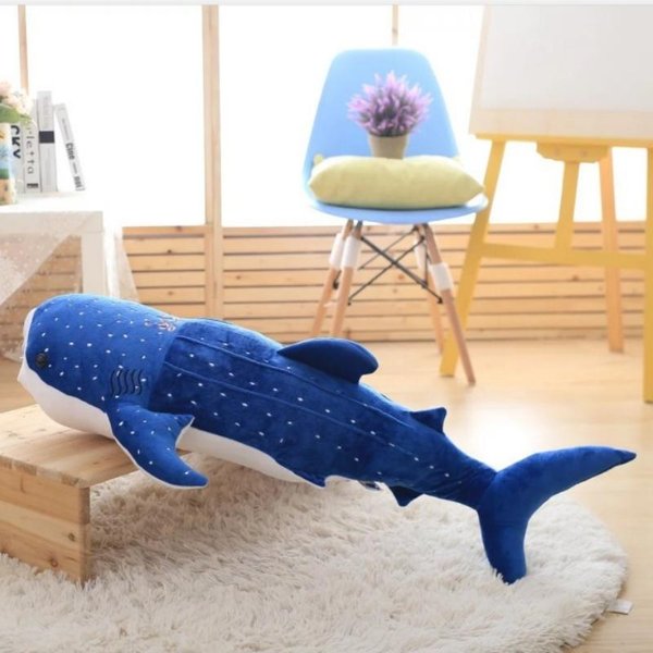 56Cm TamañO Grande Peluche Suave De TiburóN Ballena Azul Creativa Grande Peluche Suave TiburóN Pez Marino Almohada De Peluche MuñEca Encantadora 56Cm Azul-image