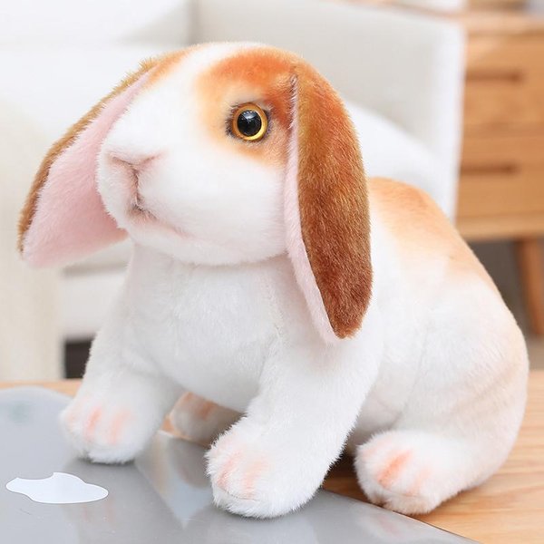 Kawaii Symulacja DłUgie Uszy KróLik Pluszowa Lalka Realistyczne Zwierzę Realistyczna Zabawka Model Dekoracja Pokoju Prezent Urodzinowy Dla ChłOpcóW 30Cm-image