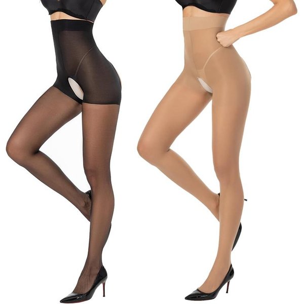Kave 2 Pares Medias Sin Costuras En La Entrepierna Para Mujer Control De Abdomen Cintura Alta Medias Transparentes Controp Top Medias Legging sexy S 40-55Kg Beige-image
