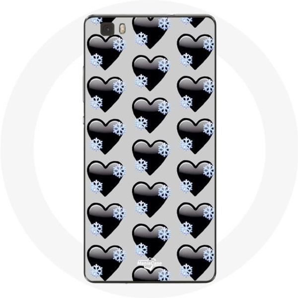 Funda Para Huawei P8 Fondo De Corazones Negros-image