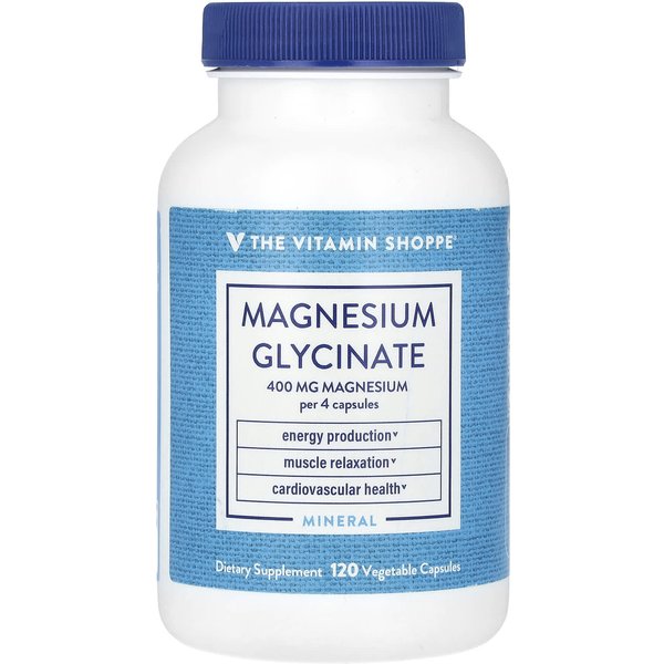 the Vitamin Shoppe, Glicinato De Magnesio, 400Mg, 120 CáPsulas Vegetarianas (100 Mg Por CáPsula)-image