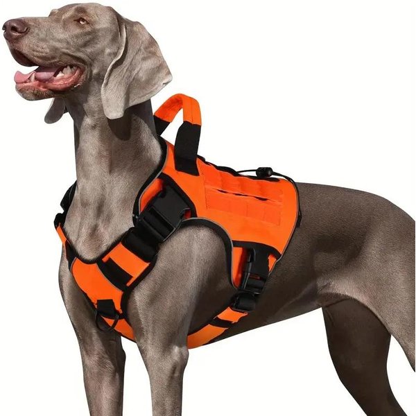 ArnéS TáCtico Ajustable Anti-TiróN Para Perros Con Asa Chaleco Militar Reflectante Para Perros Grandes Labrador (Orange,M)-image