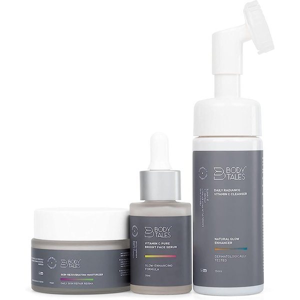 Bodytales Vitamin C Pure Bright Serum, Limpiador, Hidratante Rejuvenecedor (Juego De 3) 30 Ml+150 Ml+50 G Puro-image