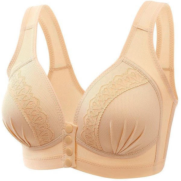 Biustonosz Zapinany Z Przodu Dla Kobiet Biustonosze Push-Up Bezszwowe Biustonosz Bez Fiszbin DużY Rozmiar Bralette Seksowna Bielizna 46 BeżOwy-image