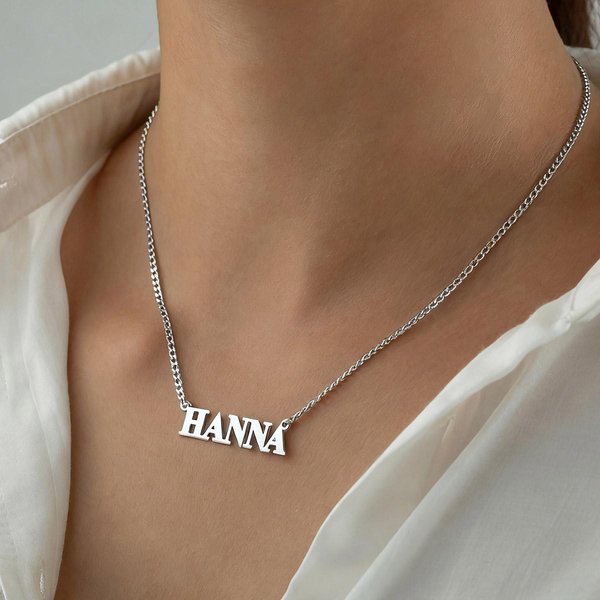 Collar Personalizado De Nombre En Oro Collar De Nombre Personalizado Collar De Nombre Delicado Acero Inoxidable Chapado En Oro Regalo Del DíA De San ValentíN 55Cm Brown-image