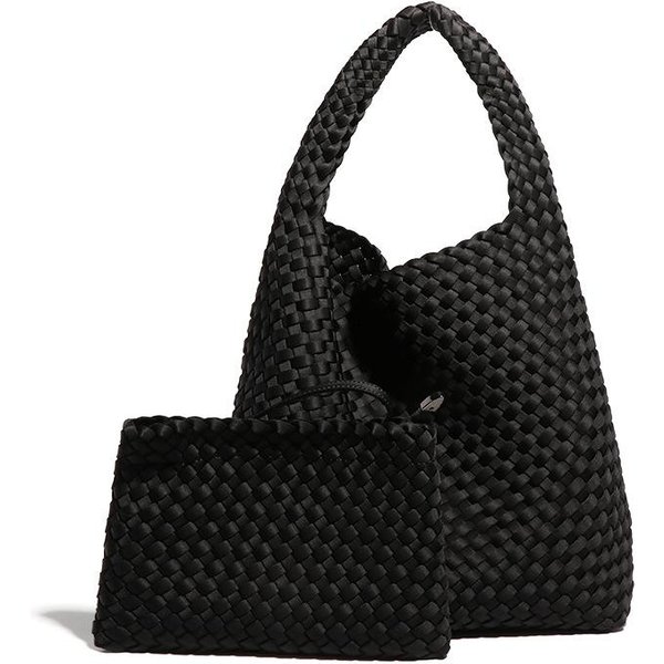 Bolso Popular Tejido A Mano, Bolso De Mano Tote, Bolso De Hombro ÚNico Para Mujer, Moderno, Retro, De Moda Y Textura Casual Black-image