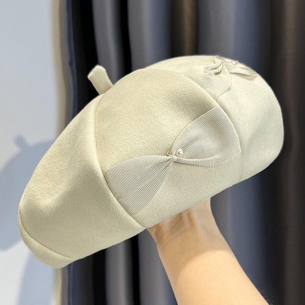 VersióN Coreana De Gorro Boina Para Mujer Primavera Y OtoñO Nueva Boina VersáTil Color SóLido Boina Sombrero Dulce Sombrero De Pintor JaponéS Moderno One Size-image