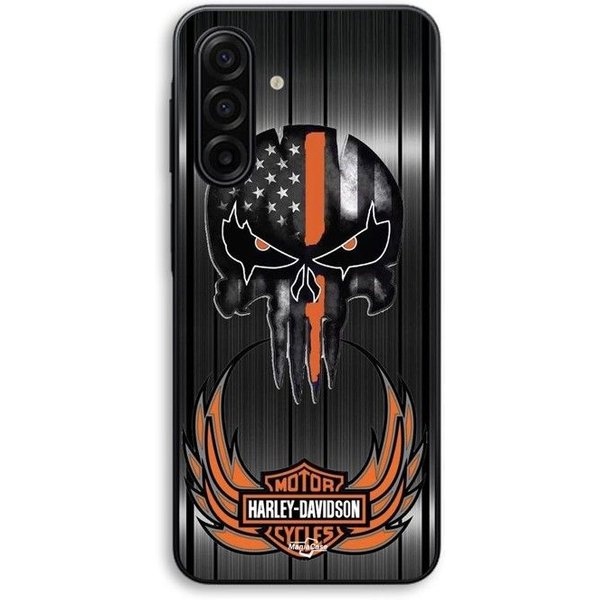 Etui Na Samsunga Galaxy A17 Harley Davidson Czaszka Szare TłO Maniacase Czarny-image