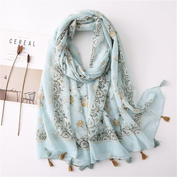 Modny Letni Damski Szalik Bohemia Kwiatowy PlażOwy HidżAb Szale I Chusty Damski Foulard Echarpe Projektant Pashmina Bandana Gray-image