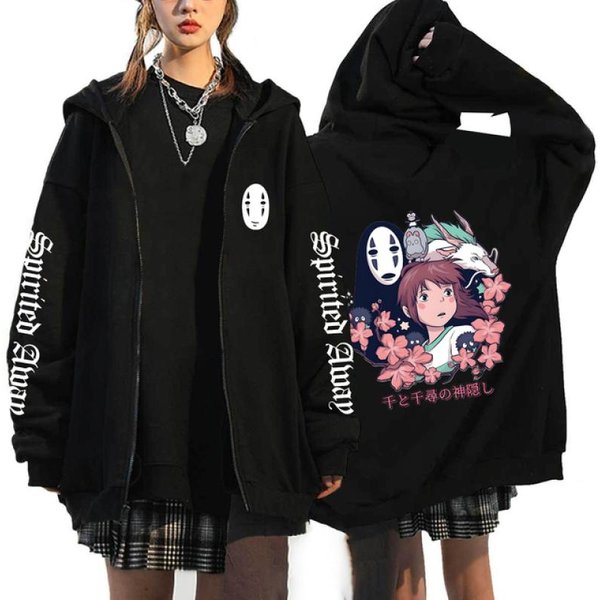 Anime Totoro Sudaderas Hombres Y Mujeres Chaquetas Con Cremallera Sudaderas Con Capucha Casual Hip Hop Zip Up Sudadera Con Capucha S Gray-image