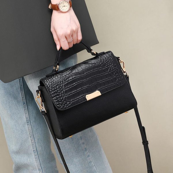Nuevo Bolso De Piel AutéNtica Para Mujer, Bandolera De Piel De Vacuno, PequeñO Bolso Cuadrado, Bandolera De Alta Gama.-image