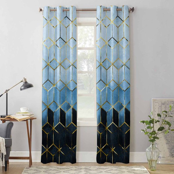 Cortinas GeoméTricas Abstractas Para Ventana Para Sala De Estar Cortina De Lujo Para Dormitorio Persianas De Cocina Cortinas 135W X 60H(Cm) X1 Gray-image