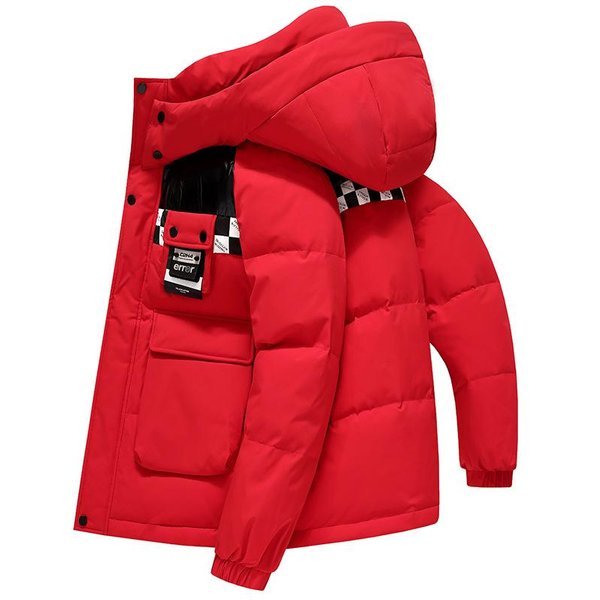 Chaqueta De PlumóN De Pato Blanco De Invierno Con Capucha Desmontable Para Hombres JóVenes, Chaqueta De PlumóN Corta Y A La Moda, Chaqueta De PlumóN A Prueba De FríO 4XL Rojo-image