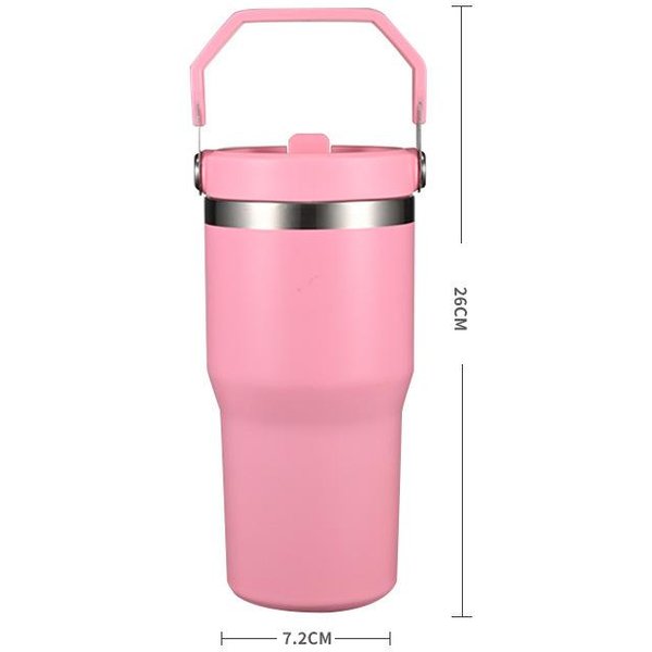 Kubek Termiczny O DużEj PojemnośCi Ze Stali Nierdzewnej, Uchwyt Do Przenoszenia Na ZewnąTrz, Kubek Samochodowy, Kubek PodróżNy Ze SłOmką 900Ml-image