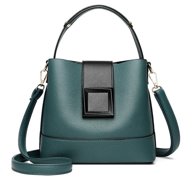 Nowa Uniwersalna SkóRzana Torba Typu Bucket, Modna Damska Torebka Na Ramię, DużA Pojemność, Modne Damskie Torby Typu Crossbody Gray-image