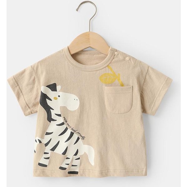Camiseta Informal De AlgodóN De Manga Corta Para Bebé, Ropa De Verano Para NiñOs Y NiñAs, Ropa Infantil, Tops De Verano 80Cm Beige-image