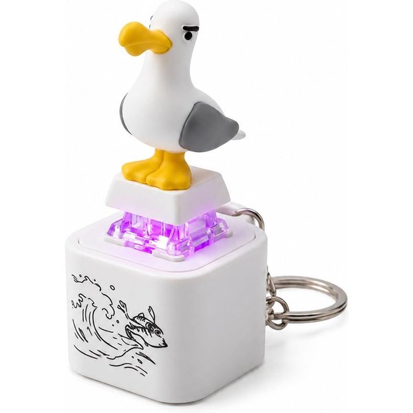 Urocza Klawiatura W KształCie Mewy Breloczek Fidget Z Lampką LED DźWięKiem KliknięCia, PrzenośNy Wisiorek Do Redukcji Stresu, Akumulatorowa Zabawka Sensoryczna-image