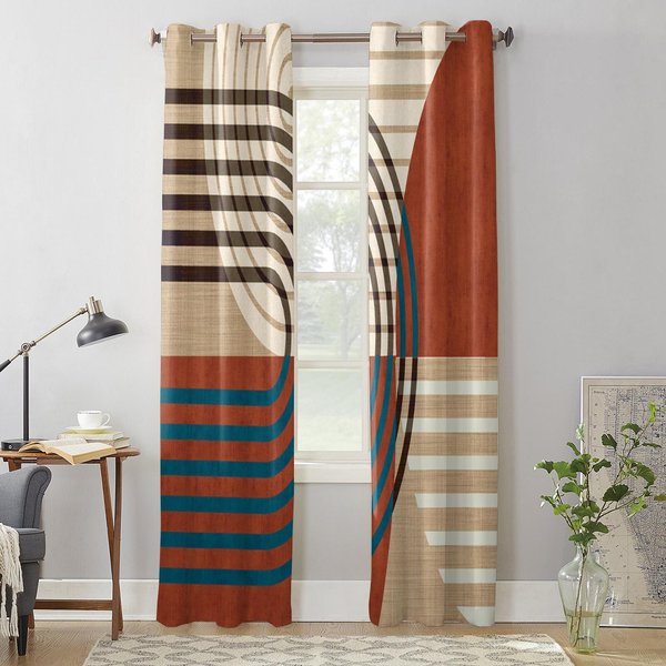ZasłOna Do Sypialni Kuchni Boho Abstrakcyjne Geometryczne ZasłOny Okienne ZasłOny Do Salonu Elementy Dekoracyjne 135W X 115H(Cm) X1-image