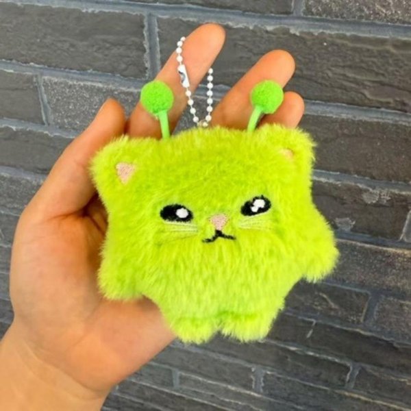 Zestaw 12 Szt. Uroczy Pluszowy Breloczek Kot Obcy Kawaii Puszysty Kot Lalka Wisiorek Ozdoba Plecaka MięKki Pluszowy ZwierząTko Breloczek Prezent Dla Dziewczynek Yellow-image