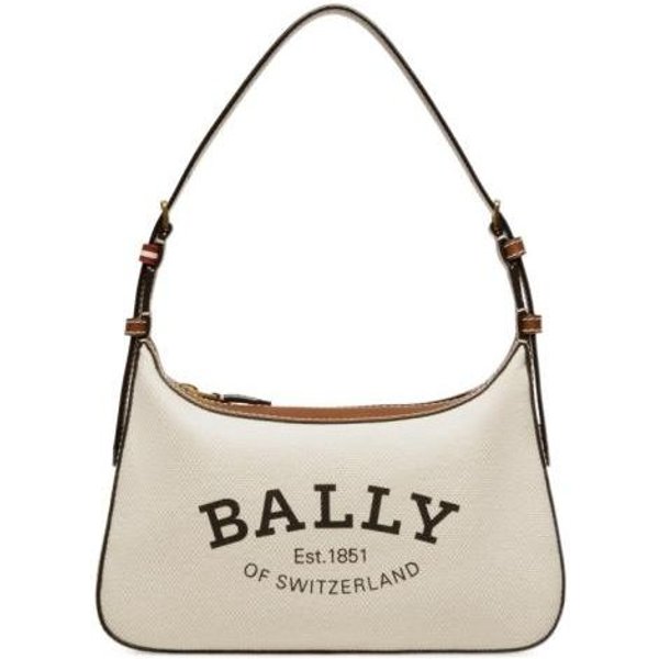 Bally Coralye Logo Marki Nadruk Z Literami Regulowany Pasek Na Ramię Tkanina I SkóRa Torba Tote Na Ramię Damskie Torebki BeżOwy 6302810 Basic Set (Bag+Dust Bag) Beige-image