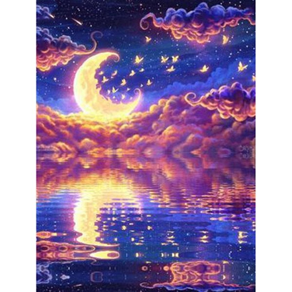 Bordado De Diamantes De Taladro Redondo Completo Luz De Luna 5D DIY Pintura De Diamantes Punto De Cruz PedreríA 20X30CM-image