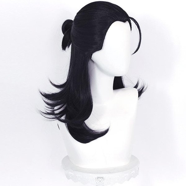 Peluca De Cosplay De Anime Suguru Geto Peluca Larga Negra Resistente Al Calor Cabello SintéTico Pelucas De Fiesta + Gorro Para Peluca-image