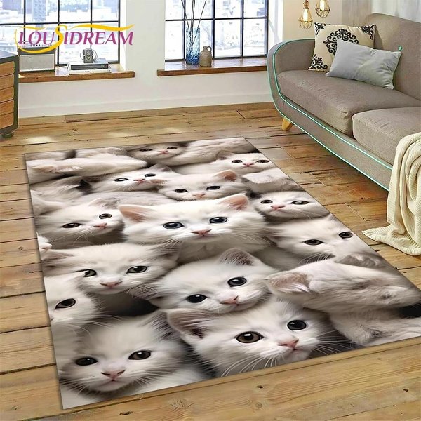 Alfombra De Dibujos Animados Gato Persa 3D, Gato Calicó Lindo, Ragdoll Para Sala De Estar Dormitorio DecoracióN Del Hogar, Antideslizante Para Sofá Felpudo Regalo NiñO 60*90Cm-image