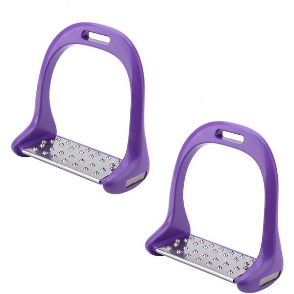 Estribo Para Montar A Caballo De Acero Inoxidable Con Almohadilla Antideslizante, Silla De Montar Ecuestre De Aluminio Con Pintura Morada-image