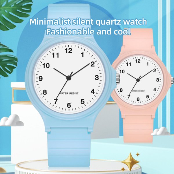 Reloj De Cuarzo Silencioso Impermeable NúMeros Grandes Minimalista Moderno Reloj Deportivo Para Estudiantes Negro-image