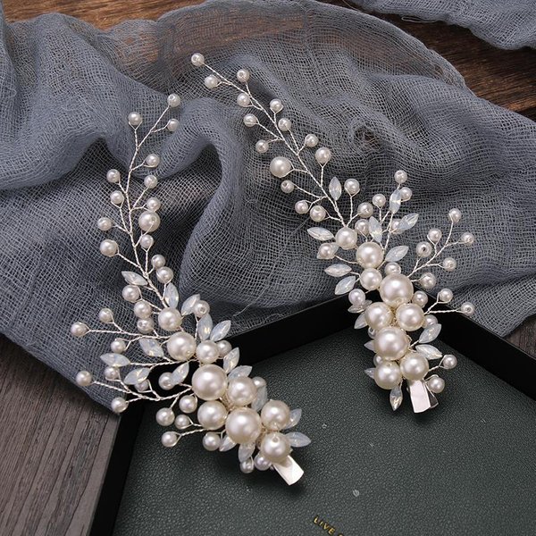 Diadema De Cristal Y Perlas Para Novia Pinza De Flor Para El Pelo Pasador Estilo Floral JoyeríA Para El Cabello De La Novia Accesorios De Diademas Para Dama De Honor Boda-image