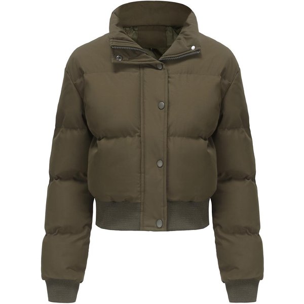 Abrigo Corto De AlgodóN Para Mujer OtoñO E Invierno Abrigo CáLido De Cuello Alto De Manga Larga Para Mujer Abrigo De AlgodóN Holgado Casual Abrigo Pan 2XL Gray-image