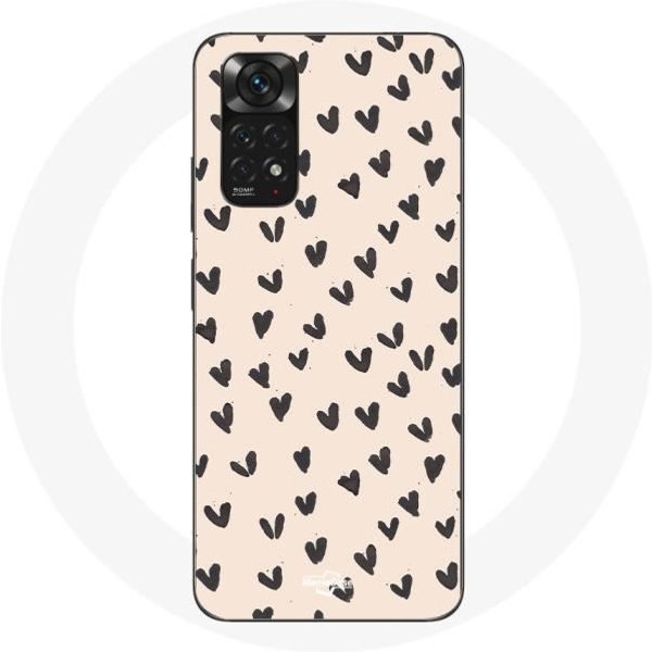Funda Para Xiaomi Redmi Note 11 4G Fondo De Textura Abstracta Corazones Negros-image
