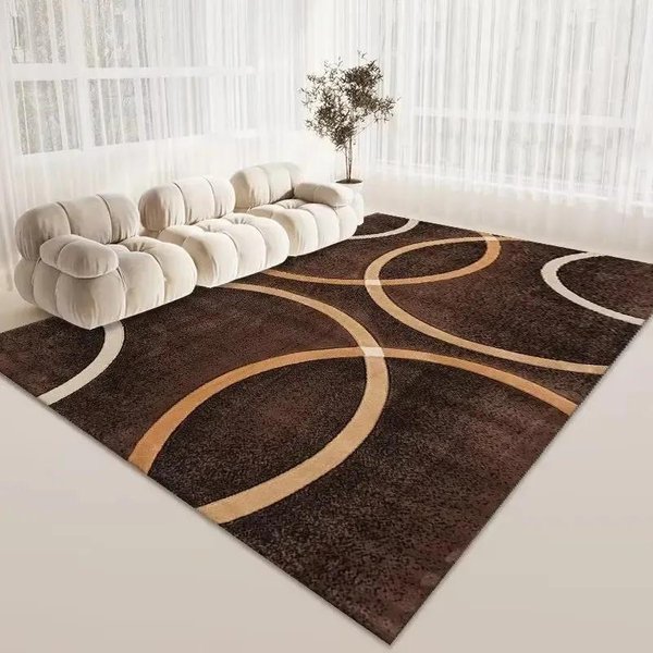 Alfombra NóRdica Estampada MarróN Para DecoracióN De Sala De Estar Dormitorio Hogar Suelo Alfombra Grande ÁRea De Mesa De Centro Antideslizante Felpudo De BañO 50X80CM-image