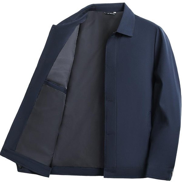 Chaqueta Informal De Negocios Para Primavera Y OtoñO, Nueva Chaqueta Para Hombres De Mediana Edad Y Mayores, Ropa De Papá Con Solapa. 4XL Black-image