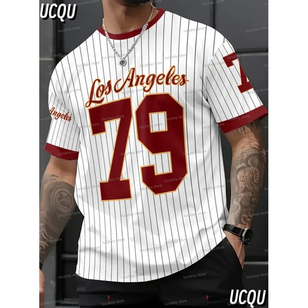 MęSka Koszulka Do KoszykóWki W AmerykańSkim Stylu Z Los Angeles, Vintage Sportowy T-Shirt Z KróTkim RęKawem I OkrąGłYm Dekoltem, Retro Graficzny Top Do SiłOwni Dla MężCzyzn XL-image