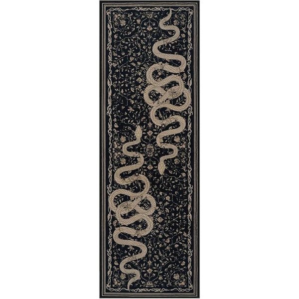 Alfombra Larga Para Pasillo Negra Alfombras Largas Pasillo Lavable A MáQuina Dormitorio Cocina Felpudo Elegante Alfombras DecoracióN Del Hogar 160*200Cm-image