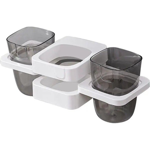 Estante De Drenaje Para Accesorios De BañO, Estante De Almacenamiento De Pasta De Dientes, Estante Para Tazas De Enjuague Bucal, Organizador De Cepillos De Dientes EléCtrico, Soporte Para Cepillos De Dientes Blanco-image