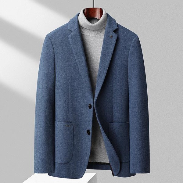 Traje Informal De Lana Para OtoñO E Invierno, Traje De Lana Ajustado De Moda Para Hombre, Chaqueta De Traje De Lana Para Hombre 4XL Gray-image