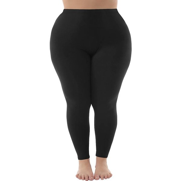 Legginsy Damskie W DużYch Rozmiarach 1XL-5XL Odzież Wierzchnia 300 FuntóW 9-Calowe Legginsy O Wysokiej ElastycznośCi W Jednolitym Kolorze Wiosna/Jesień Plus Size 5XL Black-image