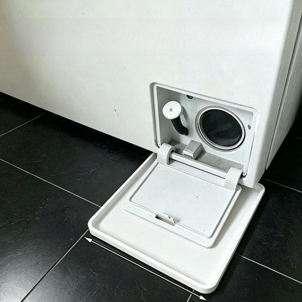 Uniwersalna Taca Ociekowa Do Pralki Plastikowa Taca Przeciwwyciekowa Filtr Ociekowy Czyszczenie BiałY-image