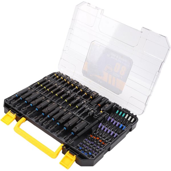 Juego De 80 Piezas De Destornilladores De Impacto MagnéTicos Para Tuercas Acero Al Cromo Vanadio Kit De Llaves De Vaso MagnéTicas Con Puntas Hexagonales White-image