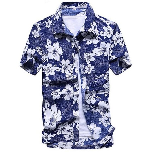 Letnie MęSkie Hawajskie Koszule Casual Z KołNierzykiem KróTki RęKaw Zapinane Na Guziki Nadruk Drzewa Kokosowego PlażOwe Kwiatowe Modne Odzież Vintage 2XL Gray-image