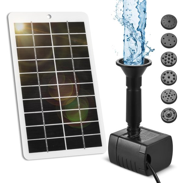 Solarna Pompa Do Fontanny ZewnęTrzna Solarna Pompa Wodna 4W 5V 200L/H NatężEnie PrzepłYwu ZewnęTrzna SłOneczna Pompa Wodna Czarny-image