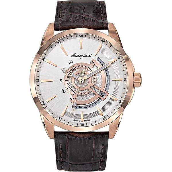 Reloj Mathey-Tissot Mondo H711PS De Cuarzo Con Correa De Piel Y Esfera Plateada Para Hombre Plata-image