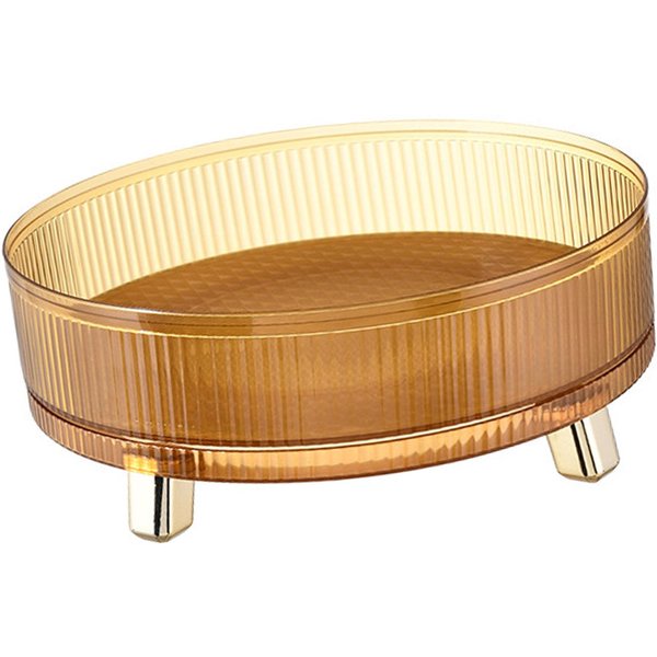 Plato Giratorio De Almacenamiento 360 Grados Giratorio Antideslizante Elegante Bandeja Organizadora Para Escritorio CosméTicos Especias ÁMbar Dorado-image