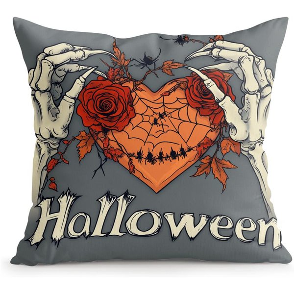 Dekoracja Domu Szkielet I RóżA Halloweenowy WzóR Poszewki Na Poduszki Poszewka Na Poduszkę Nadaje Się Na Sofę Sypialnię SamochóD Poszewka Na Poduszkę 50X50Cm-image