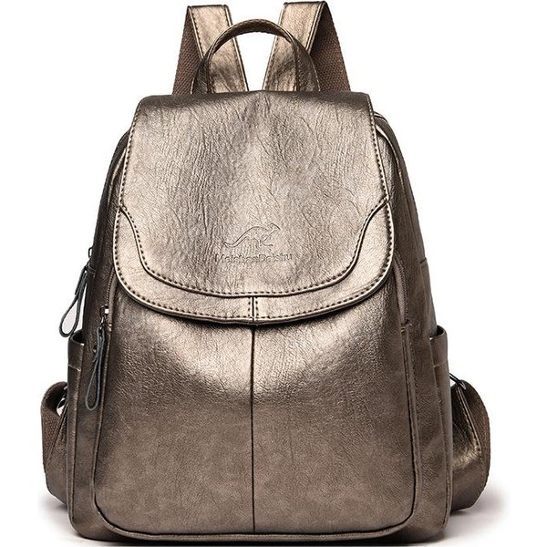 Plecak PodróżNy O DużEj PojemnośCi Plecaki Mochila Kobiety Plecak Kobiet SkóRzany Plecak Dla Dziewczynki Panie Sac A Dos Torby Szkolne ZłOty-image