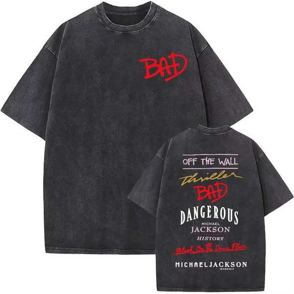 KróL Popu Michael Jackson OkłAdka Albumu Koszulka MęSka Damska Moda Klasyczna Fajny T-Shirt Casual Vintage Spierana Koszulka Streetwear XL-image
