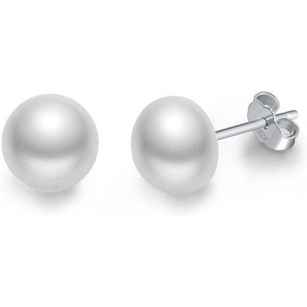 Pendientes De Plata De Ley S925 Con Perla Natural De Agua Dulce Para Mujer Gray-image